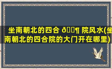 坐南朝北的四合 🐶 院风水(坐南朝北的四合院的大门开在哪里)